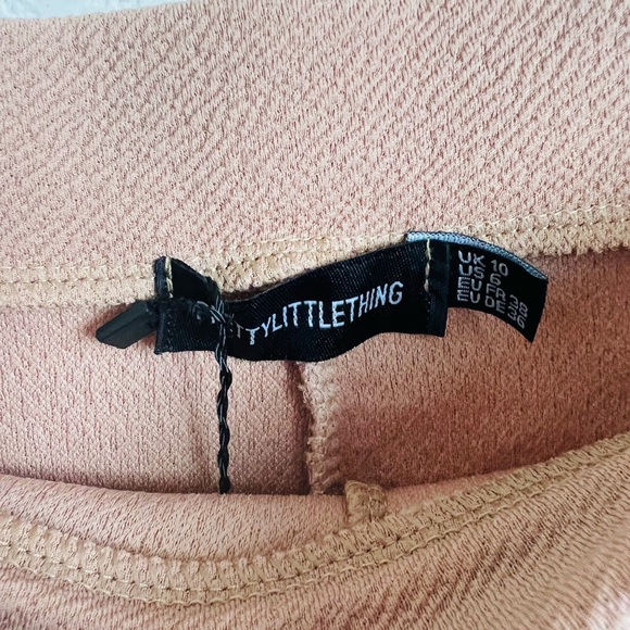 NWT PrettyLittleThing Camel Brown High Waisted Crepe Split Hem Trouser Pants - Picture 8 of 12